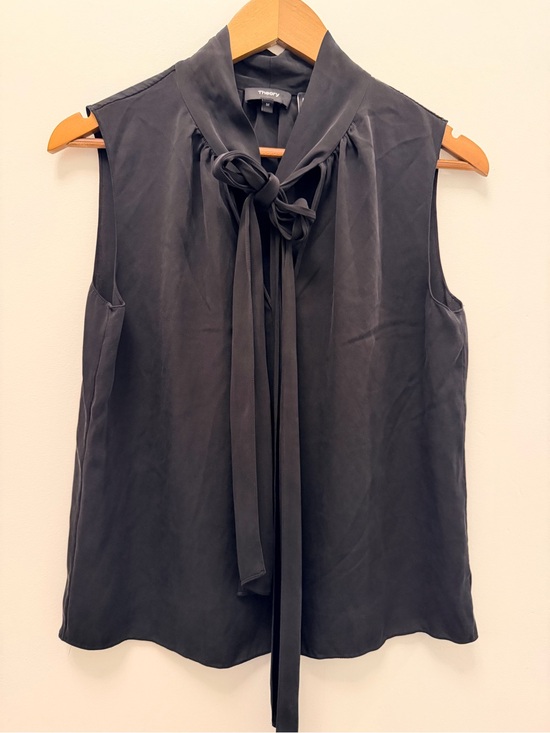 Theory Tops - Theory Black Silk Sleeveless Tie-Neck Camisole